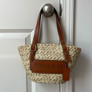 Coach 16 Mini Raffia Leather Bag